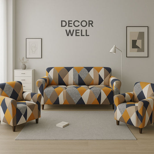 Gold Quatrefoil Beige Sectional Cover