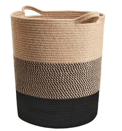 Tan and Black Modern Bohemian Storage Basket