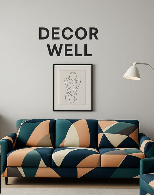 Taupe Charcoal Argyle Grid Sofa Cover