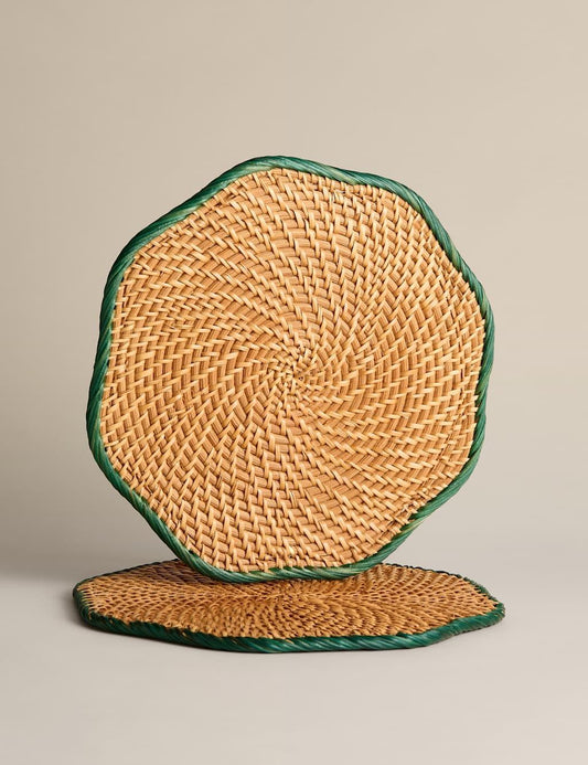 Hand-Woven Rattan Spiral Weave Placemats