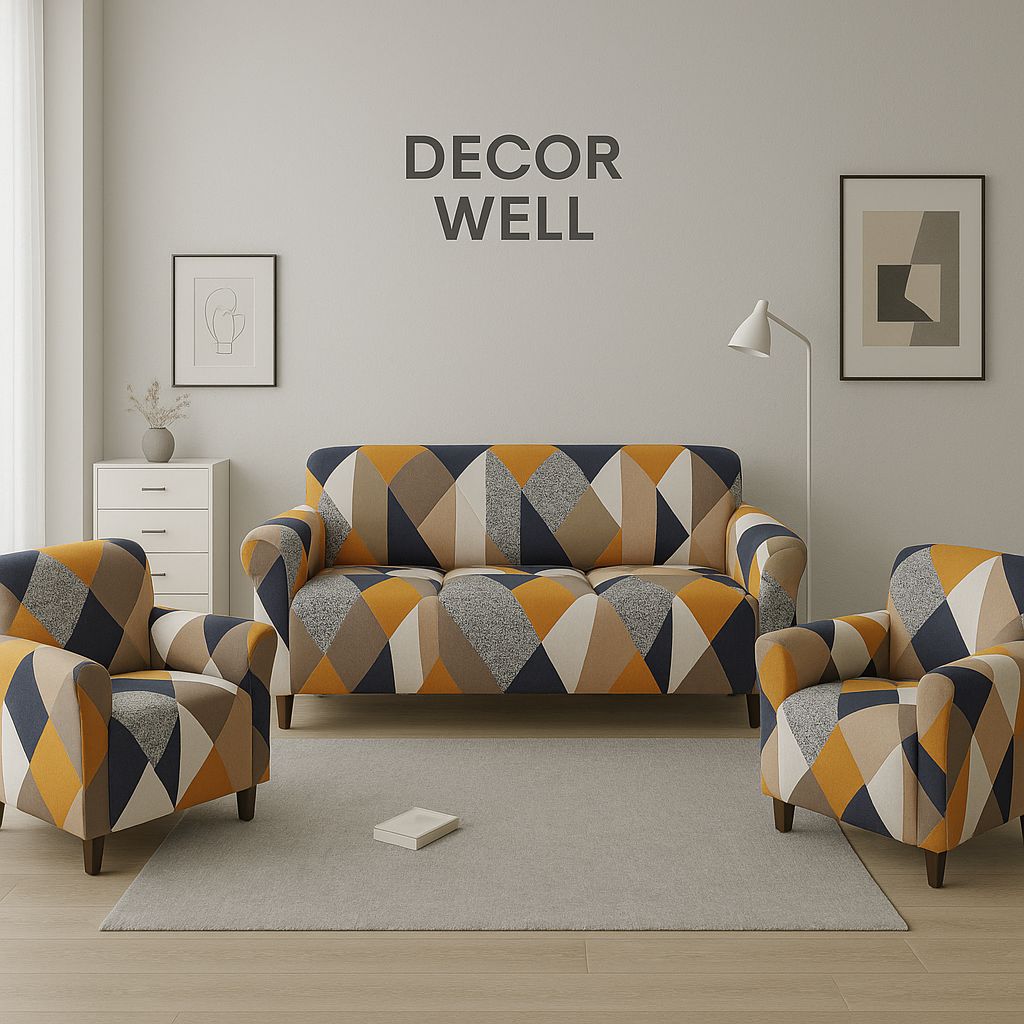 Gold Quatrefoil Beige Sectional Cover