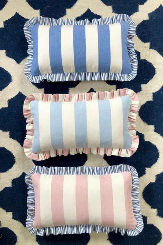 Bold Striped Ruffled Flange Pillow Cover
