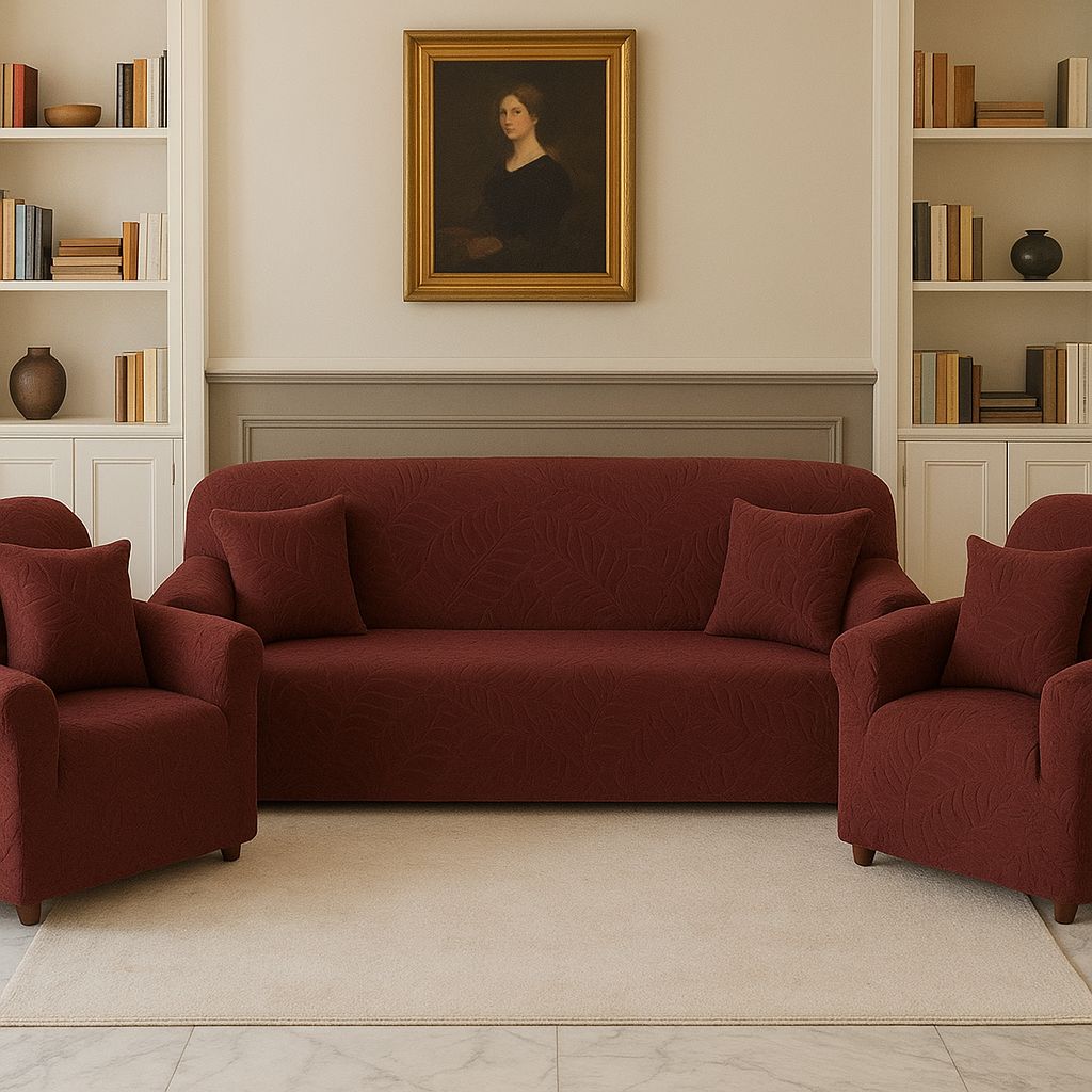 True Red Textural Damask Set